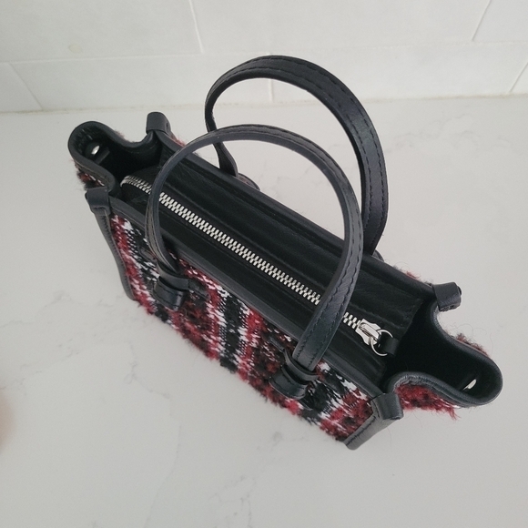 Gianni Chiarini Miss Marcella Mini Tweed Plaid Tote Satchel Purse Bag Red Black - Picture 4 of 10